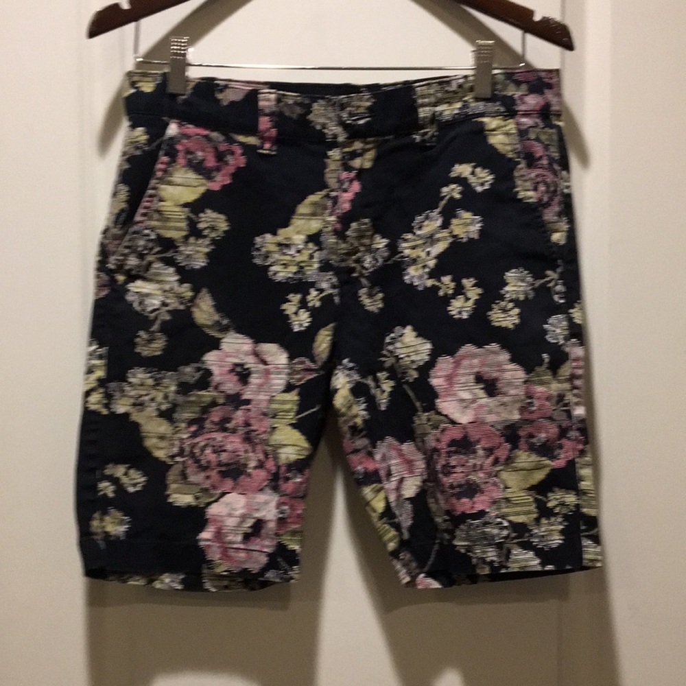 21 MEN FLORAL zip up mens SHORTS pockets size 29 black pink